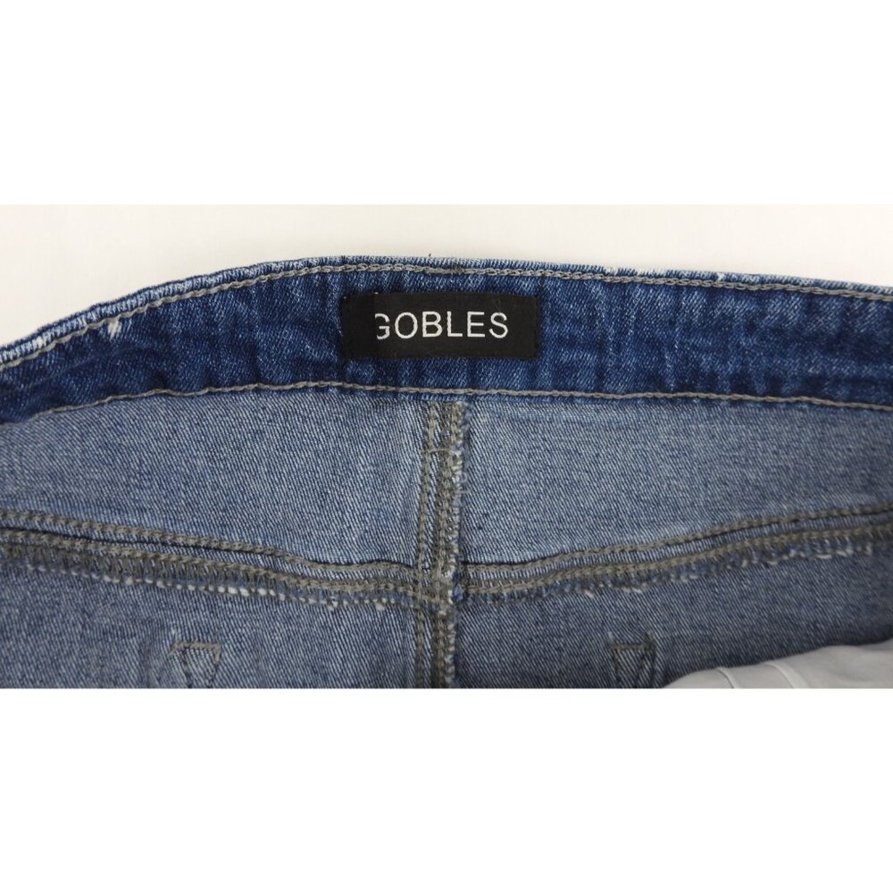 Gobles Denim Mini Skirt Light Wash Distressed Raw Hem High Rise Size Large - Picture 4 of 7